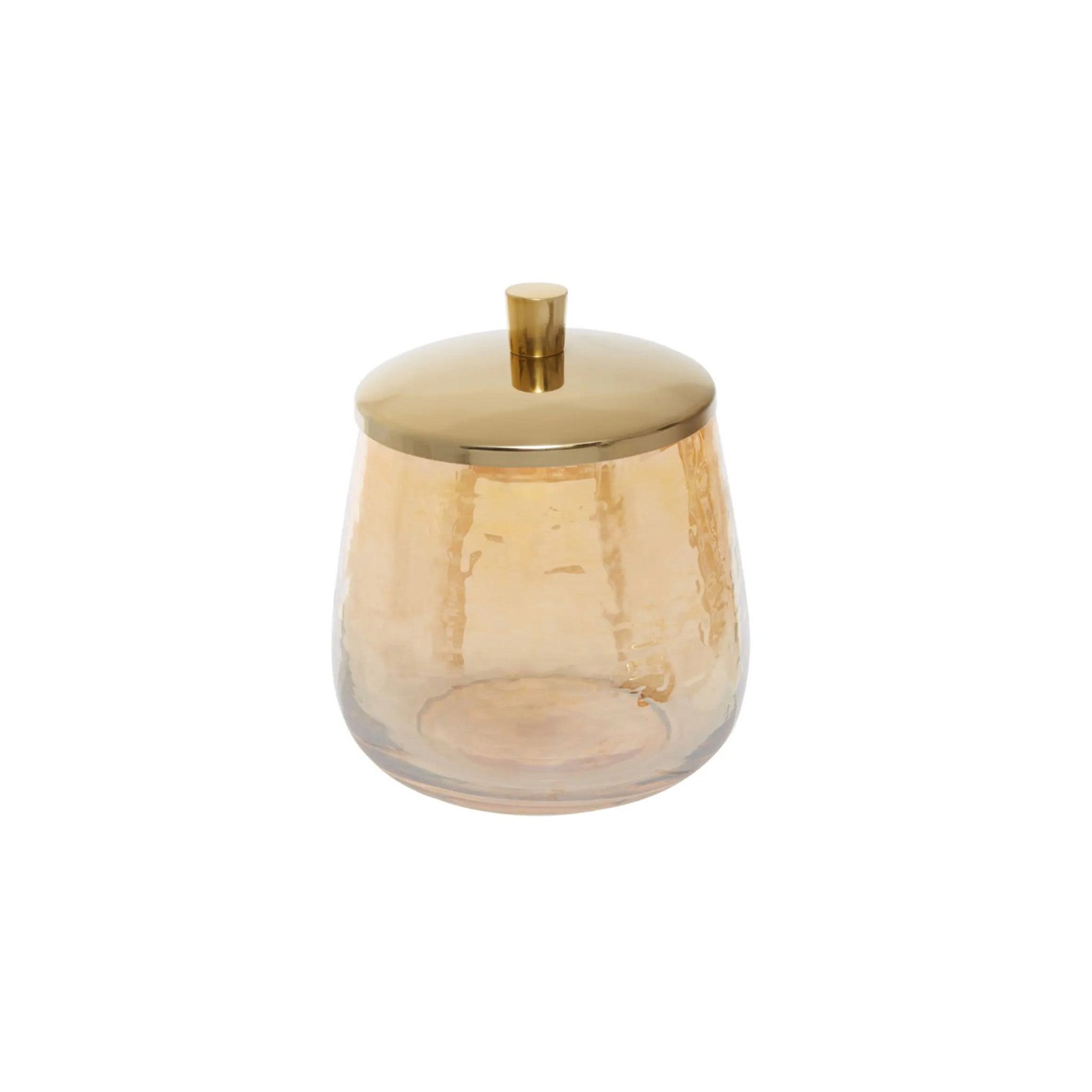 Glass and Gold Bathroom Jar